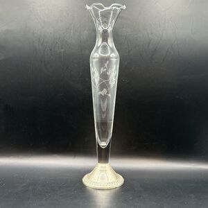 Vintage Weighted Sterling Silver Floral Etched Bud Vase 9¾ Inches Tall